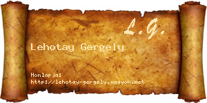 Lehotay Gergely névjegykártya